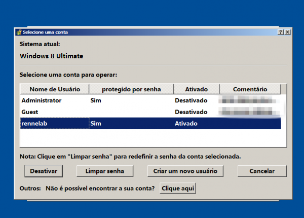 mostrando todas as opções disponíveis