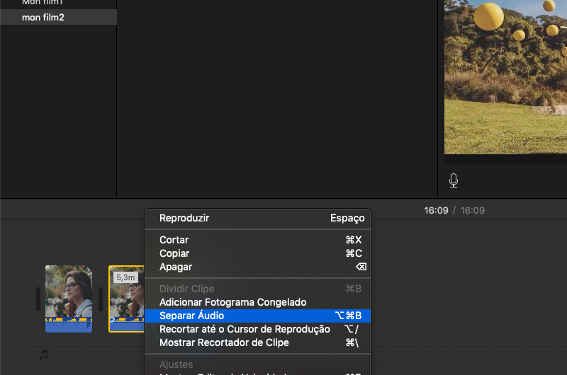 separar áudio