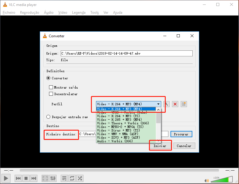 Iniciar a converter MKV para MP4 com VLC