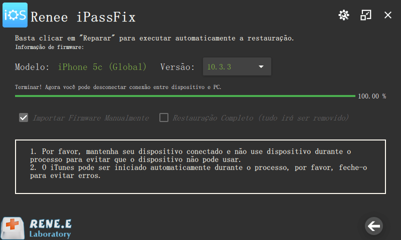 reparar dispositivo com sucesso