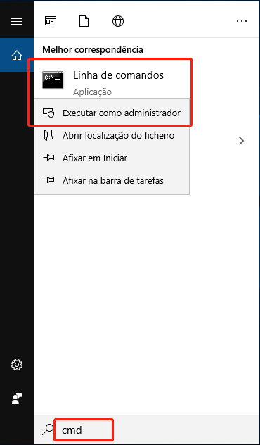 execute cmd como administrador no Windows 7