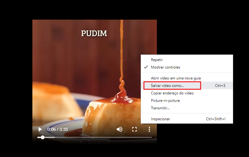 Clique em Salvar vídeo como