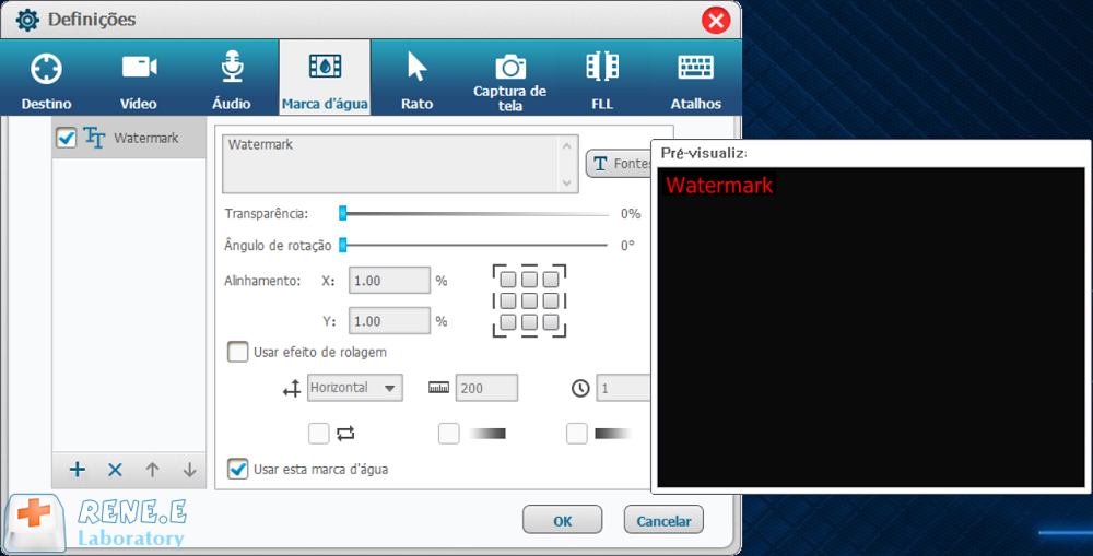 marca d'água de gravação