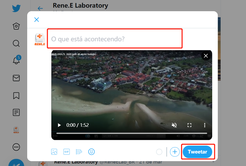 Clicar em tweetar para lançar