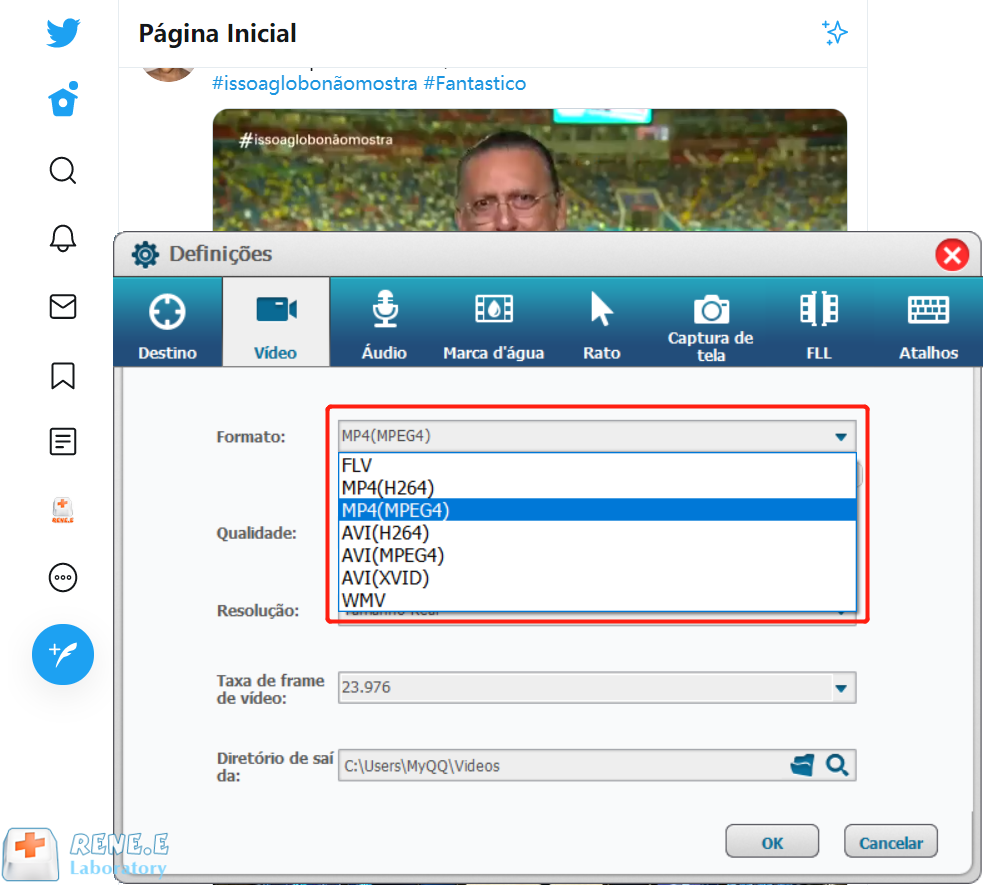 escolha o formato MP4