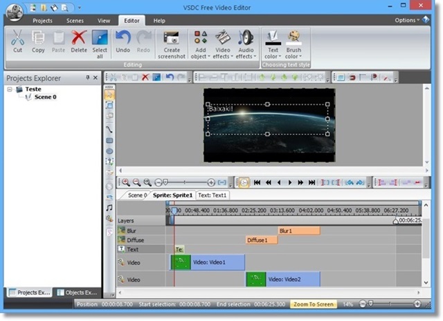 VSDC Free Video Editor é um programa para cortar vídeo online grátis