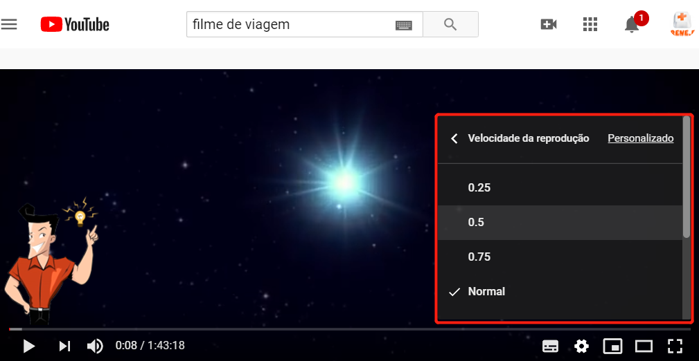 Como diminuir a velocidade de um vídeo de YouTube