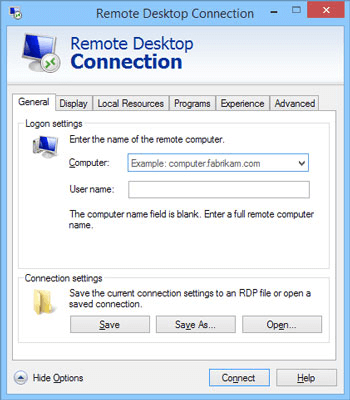 conexão de desktop remoto