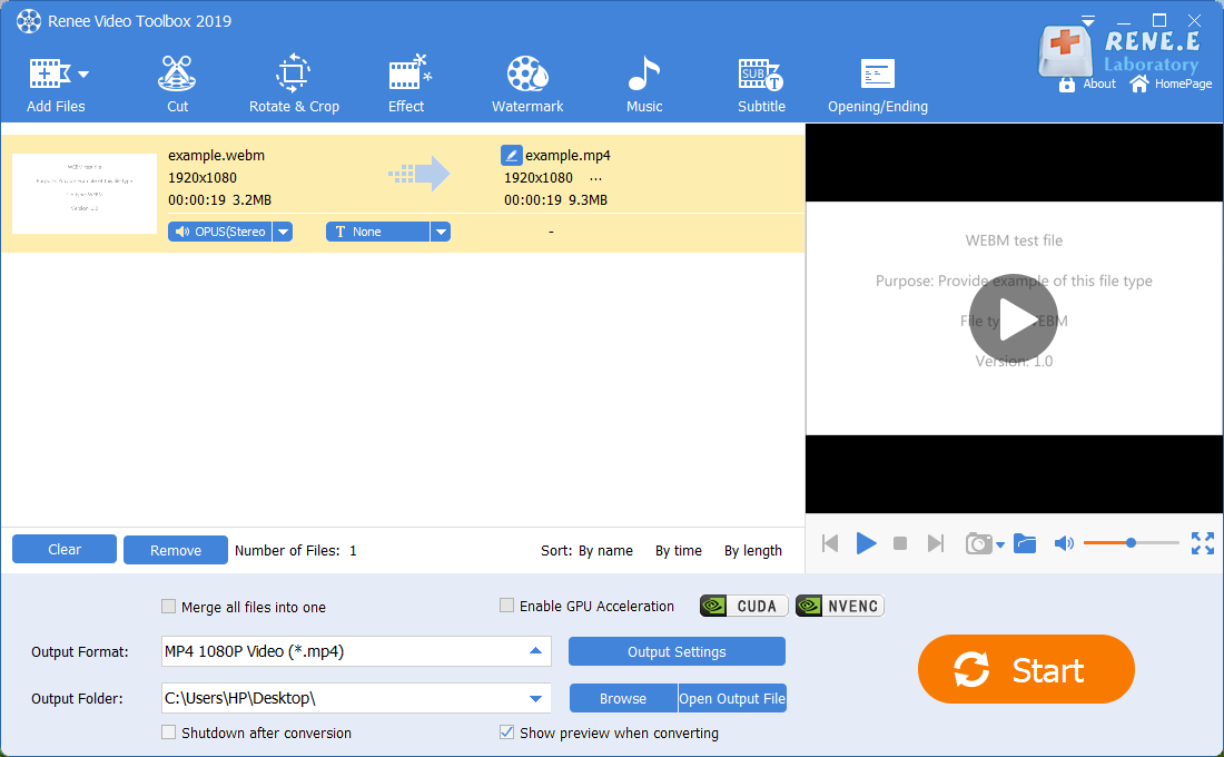 converter webm em mp4 com Renee Video Editor Pro