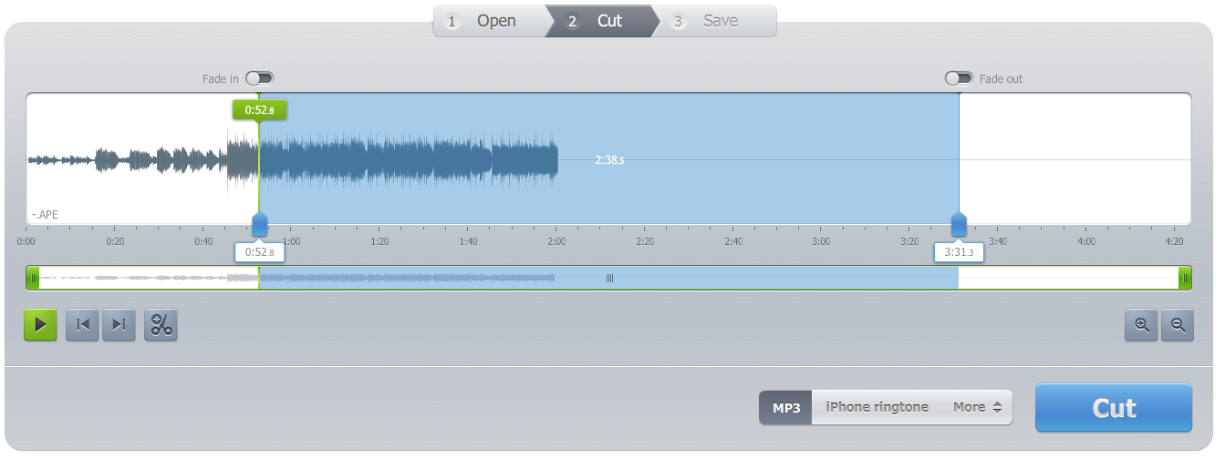 cortar arquivo de áudio com Audio Cutter Pro