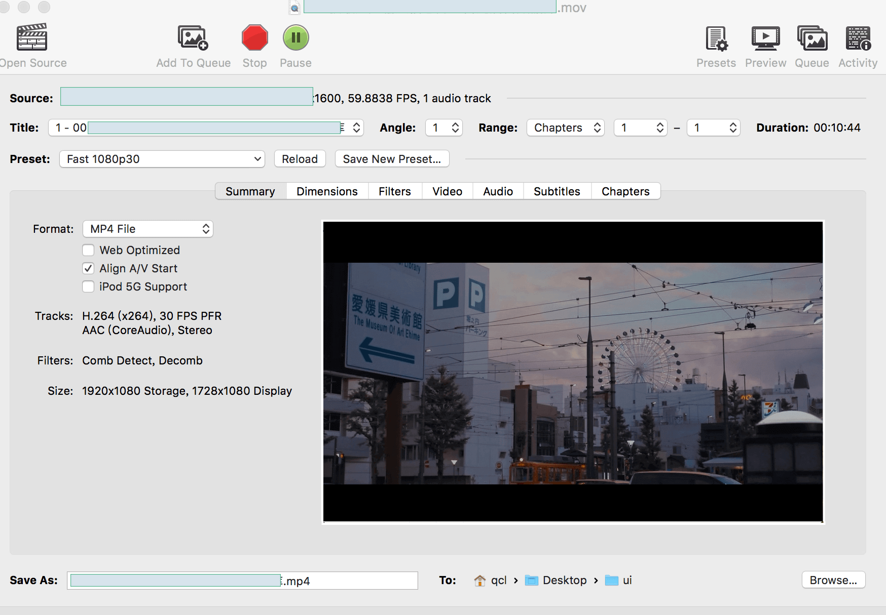 converter formato de vídeo com Handbrake no Mac
