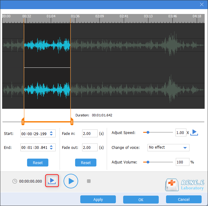 reproduzir arquivos de áudio editados com Renee Audio Tools
