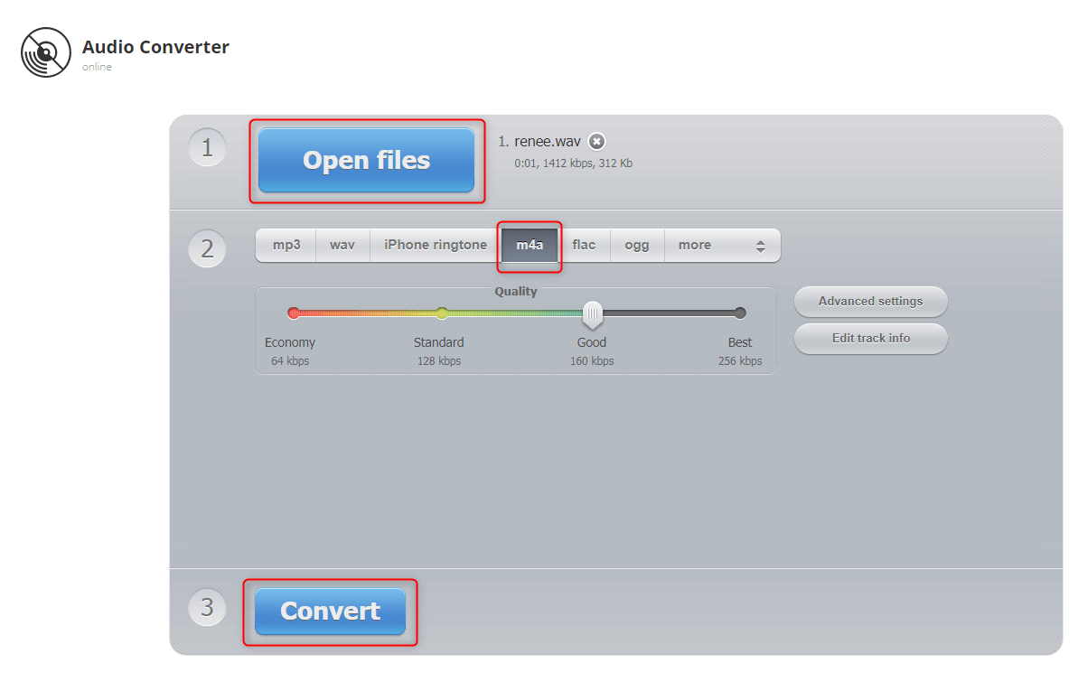 converter WAV para M4A no Audio Converter